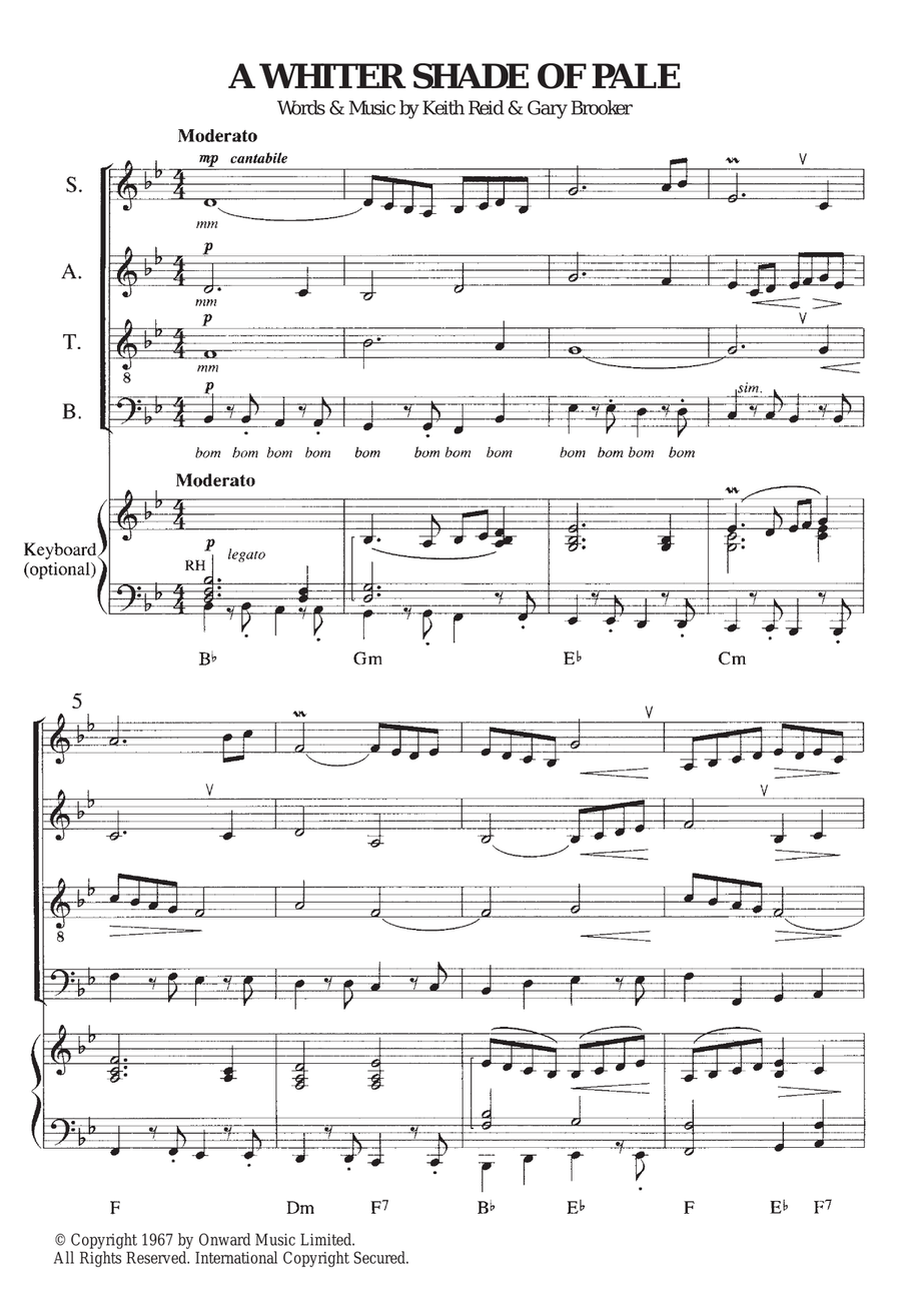 A Whiter Shade Of Pale 4-Part scores gallery preview page 1