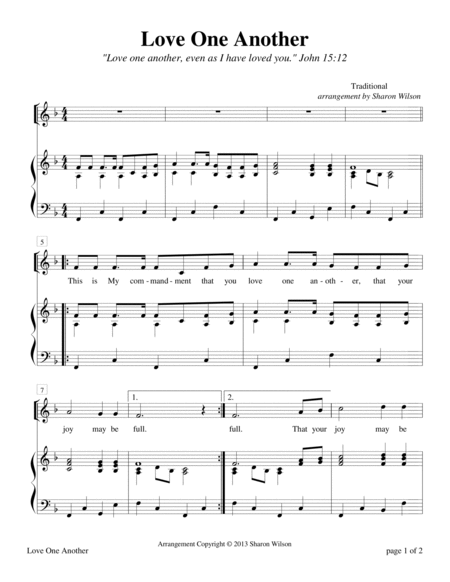 Love One Another by Sharon Wilson Voice - Digital Sheet Music