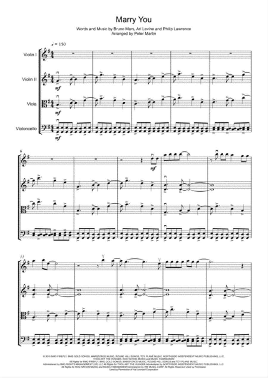 Marry You String Quartet scores gallery preview page 5