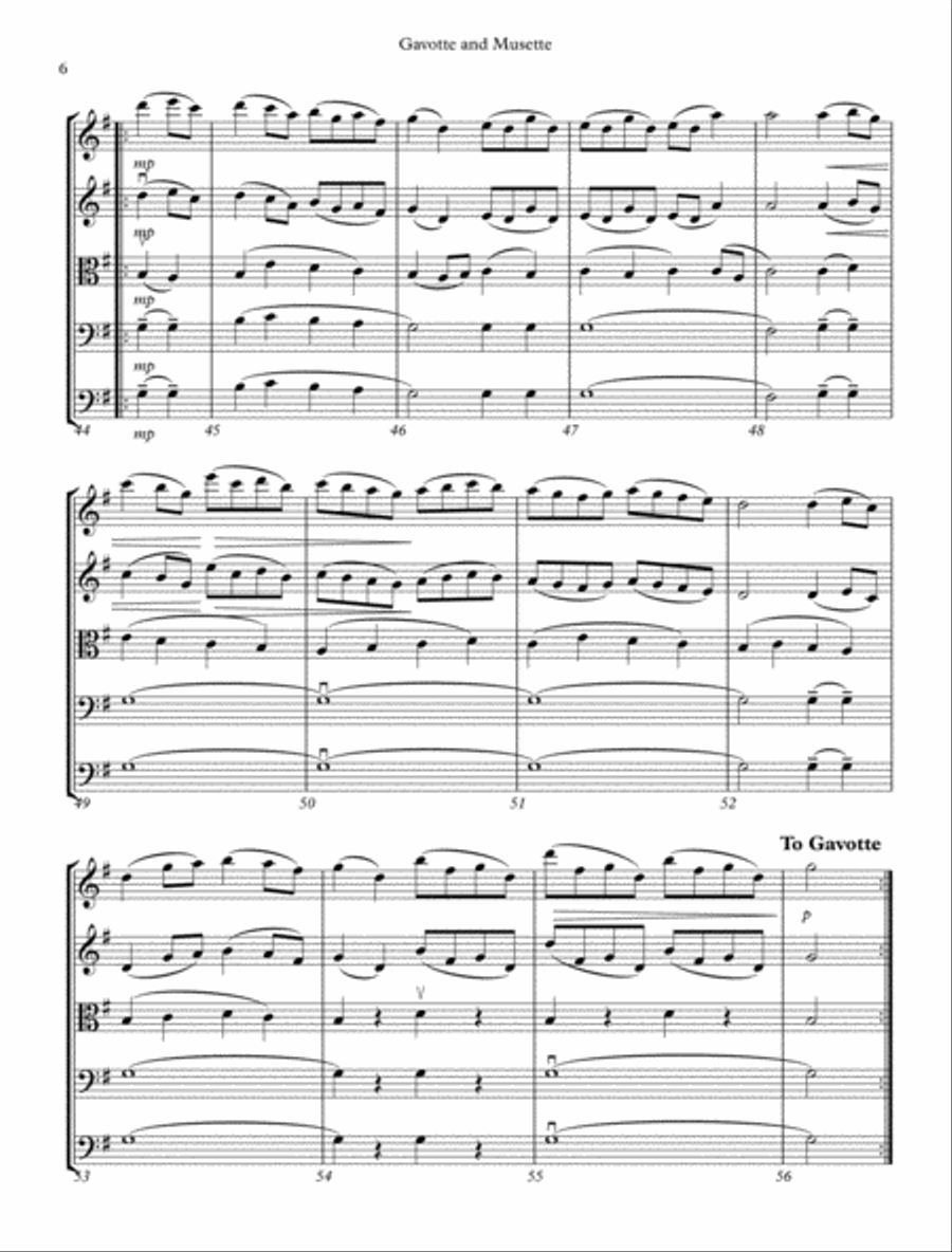 Gavotte and Musette form J.S. Bach's English Suite No.3 in G minor String Orchestra scores gallery preview page 6