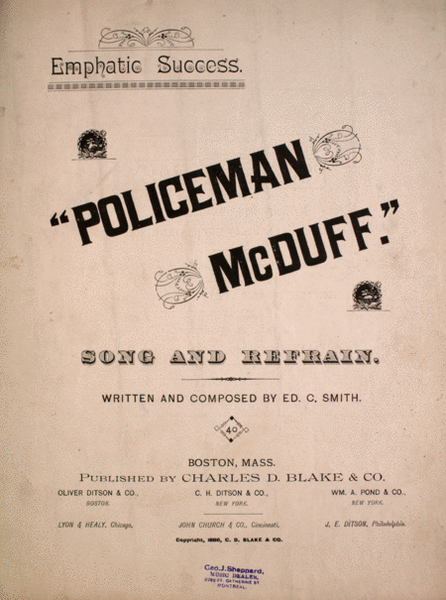 Policeman McDuff. Song and Refrain