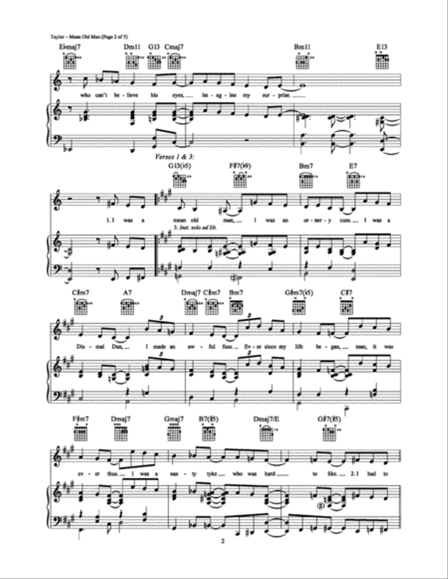 Mean Old Man Mean Old Man Piano, Vocal, Guitar scores gallery preview page 2