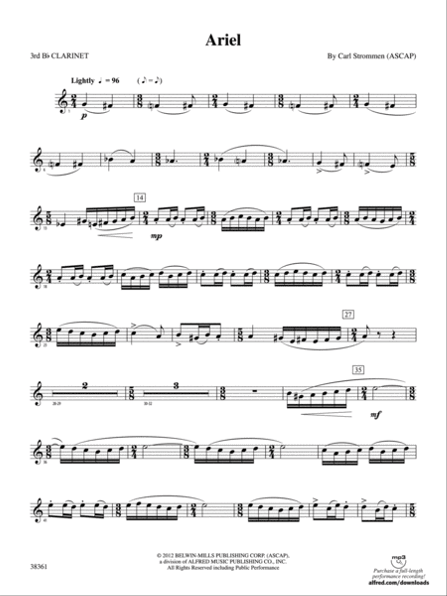 Ariel: 3rd B-flat Clarinet Concert Band scores gallery preview page 1