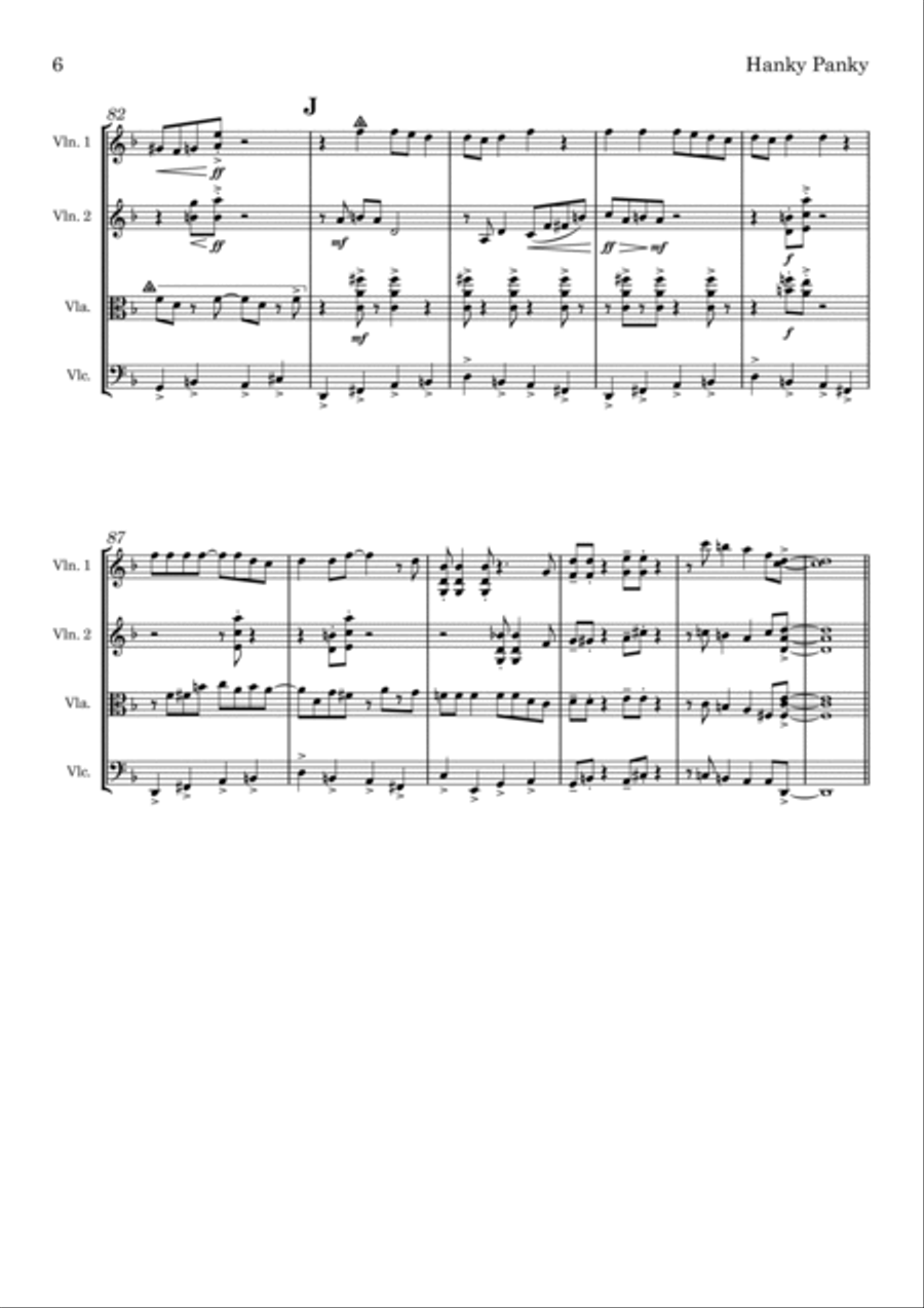 Hanky Panky Hanky Panky String Quartet scores gallery preview page 6