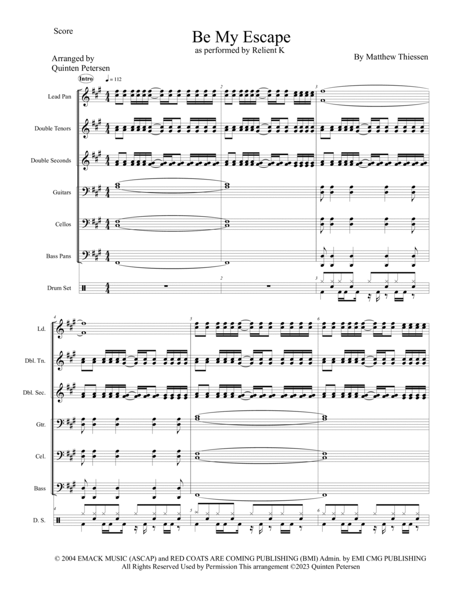 Be My Escape Steel Drum Band scores gallery preview page 1