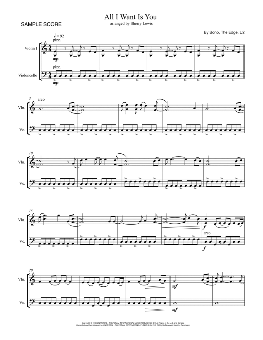 All I Want Is You String Duet scores gallery preview page 1