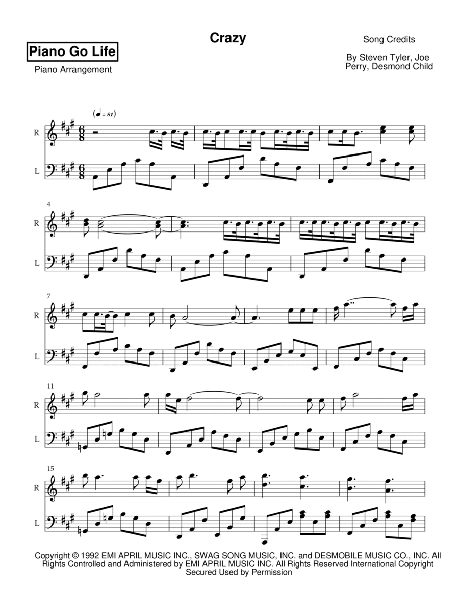 Crazy Piano Solo scores gallery preview page 1