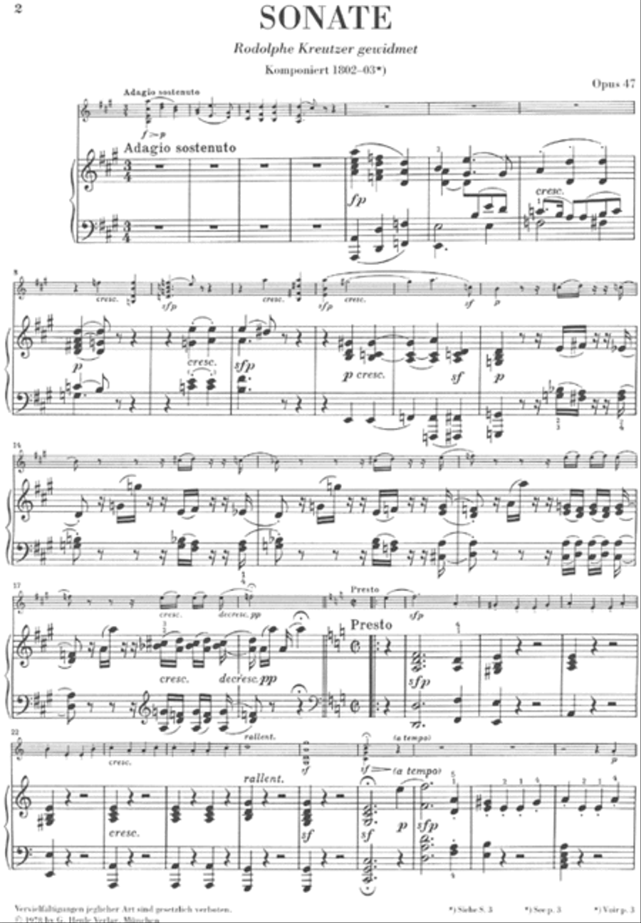 Sonata for Piano and Violin in A Major Op. 47 (Kreutzer-Sonata) Violin Solo scores gallery preview page 2