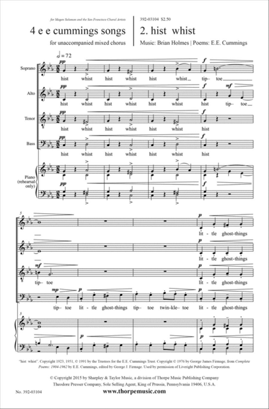 4 e e cummings Songs 4-Part scores gallery preview page 2