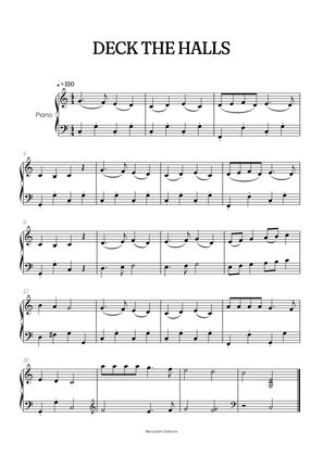 Deck the Halls easy piano • easy Christmas song sheet music