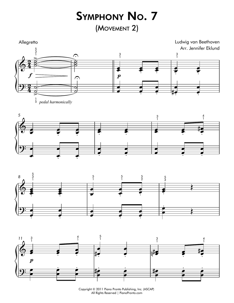 Symphony No. 7 (Movement 2) (Solo with Music History Lesson) Piano Method scores gallery preview page 2