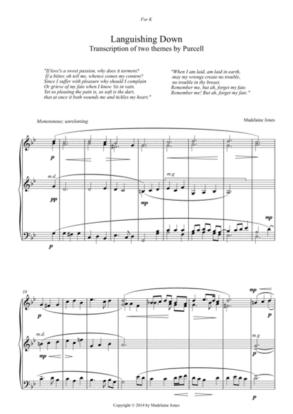 Languishing Down: Transcription Of Two Themes By Purcell (2014)