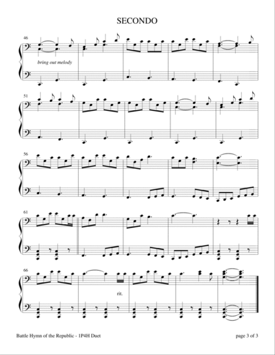 Battle Hymn of the Republic (1 Piano, 4 Hands Duet) 1 Piano, 4-Hands scores gallery preview page 5