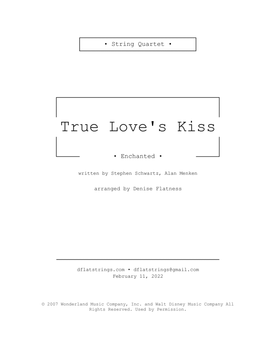 True Love's Kiss True Love's Kiss String Quartet scores gallery preview page 1