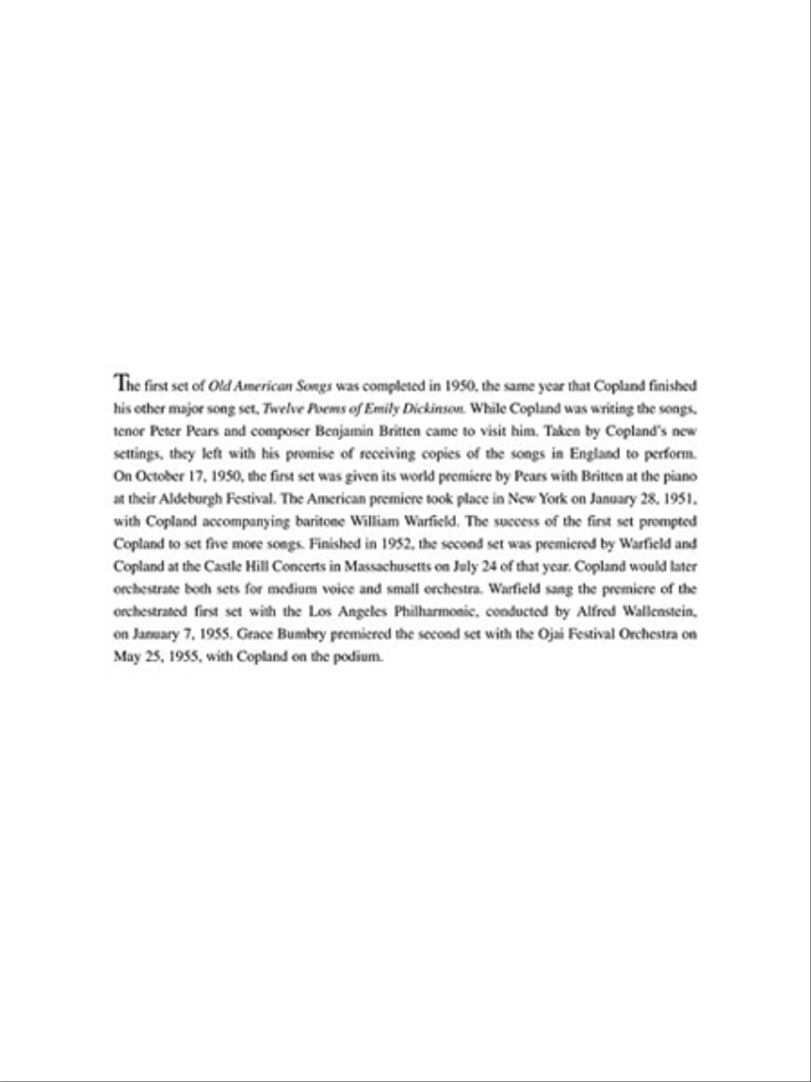 Aaron Copland: Old American Songs Complete Low Voice scores gallery preview page 2