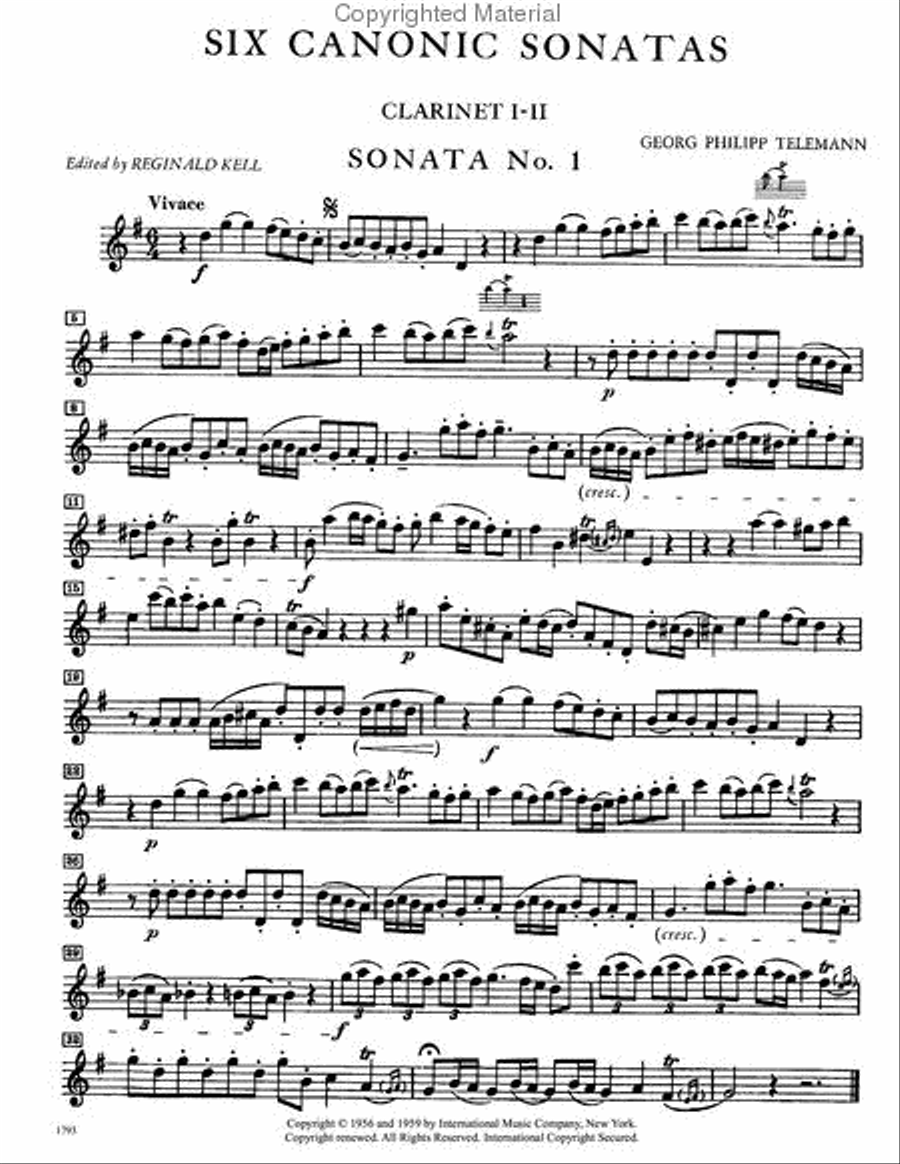 Six Canonic Sonatas Six Canonic Sonatas Clarinet Duet scores gallery preview page 2