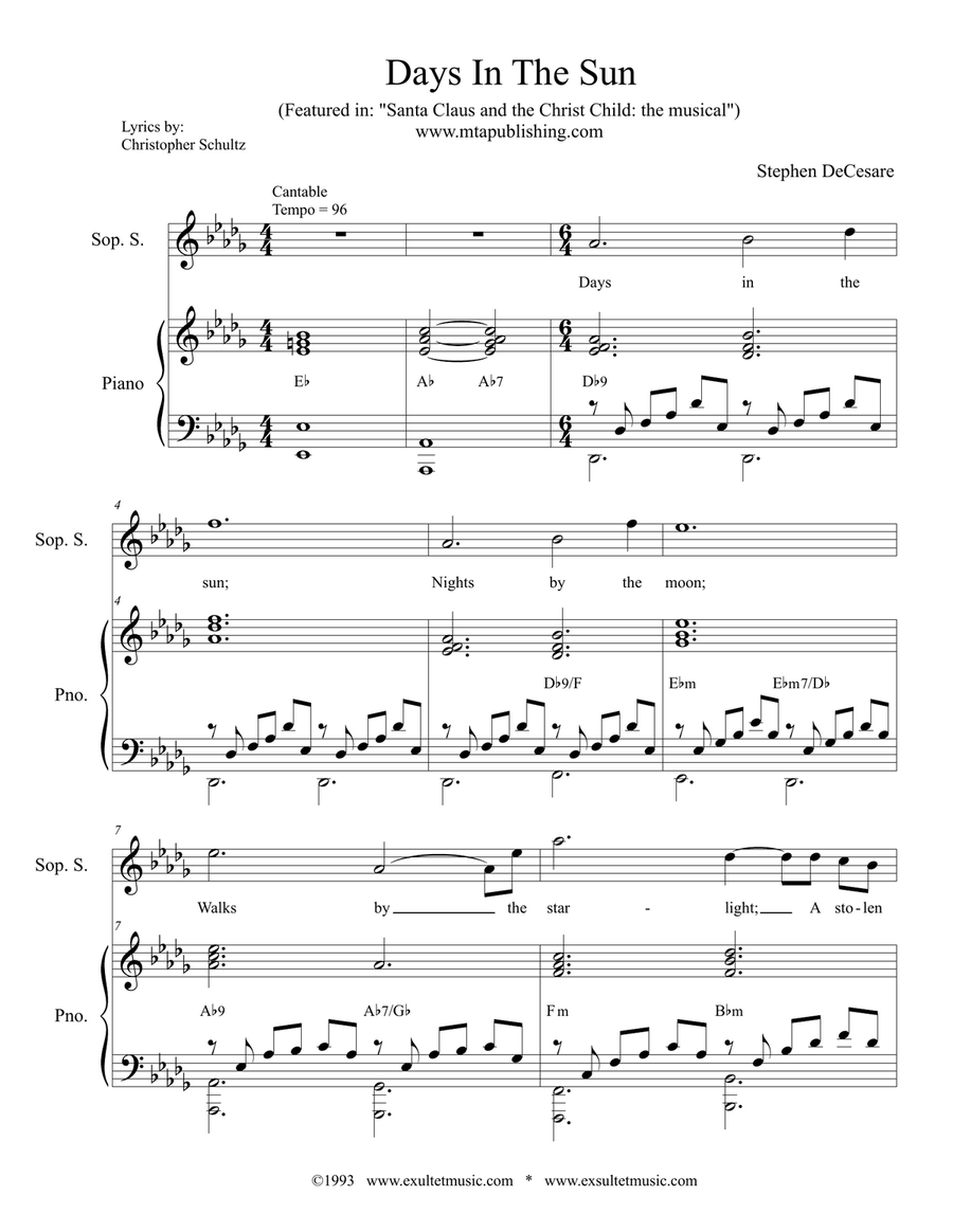 Days In The Sun (Soprano Solo) Soprano Voice scores gallery preview page 2