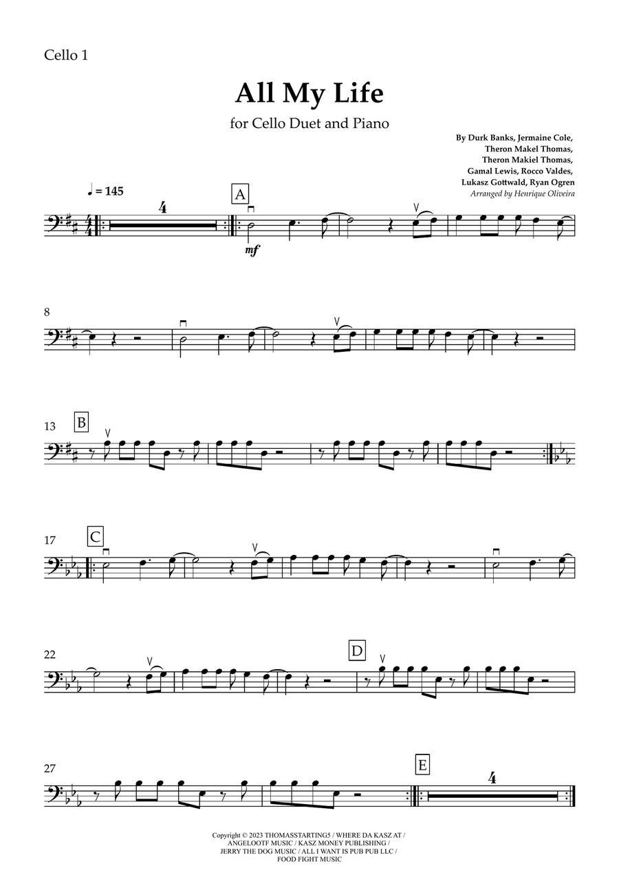 All My Life String Duet scores gallery preview page 4