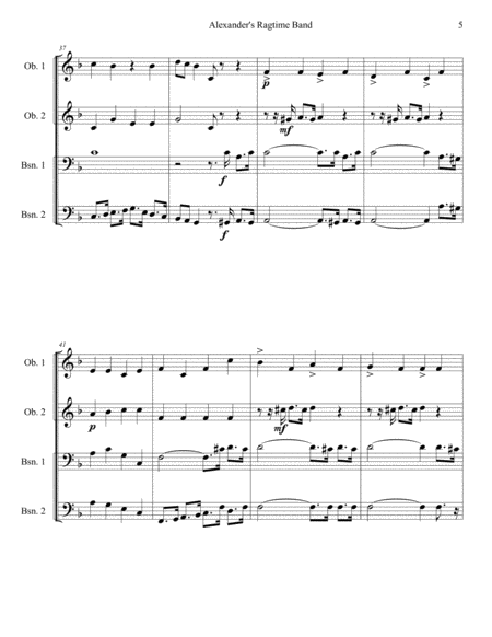 Alexander's Ragtime Band For Double Reed Quartet image number null