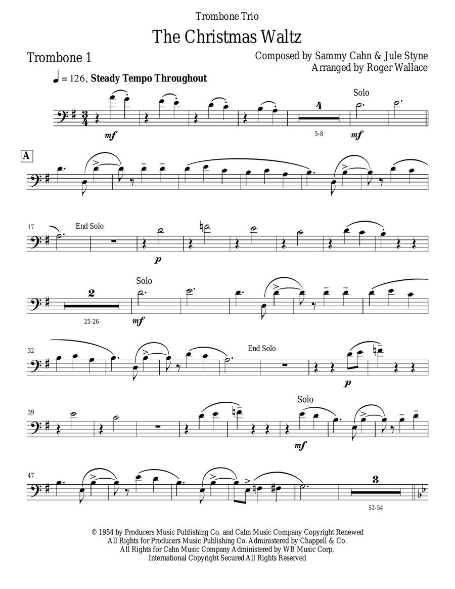 The Christmas Waltz Trombone Trio scores gallery preview page 5