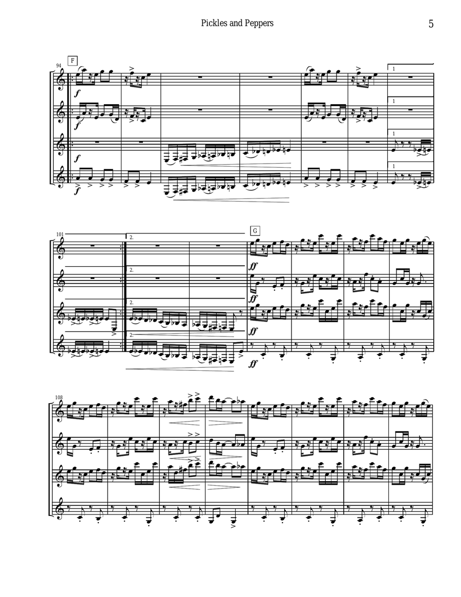 Pickles and Peppers Rag for clarinet quartet Clarinet Quartet scores gallery preview page 5