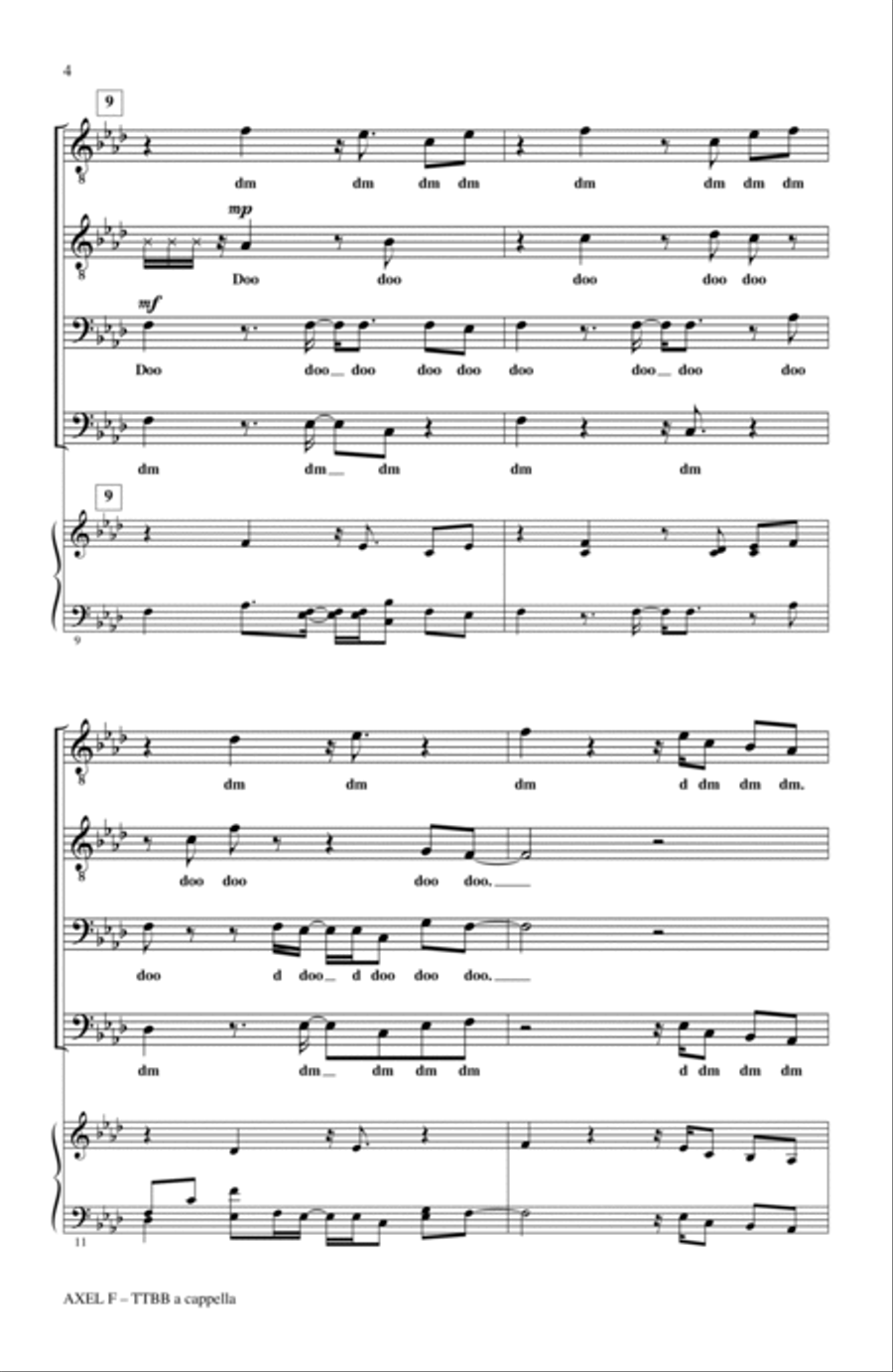 Axel F (from Beverly Hills Cop) (arr. Deke Sharon) TTBB scores gallery preview page 3