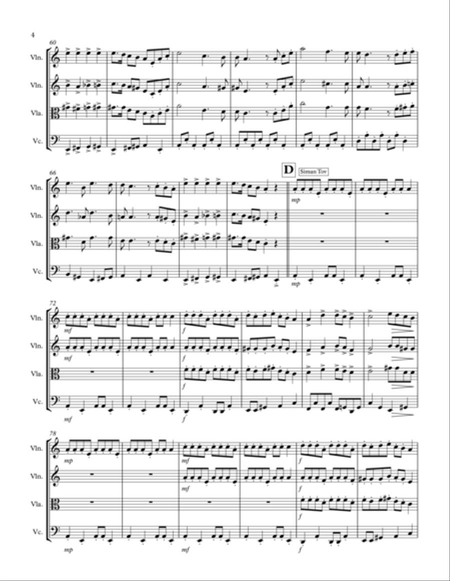 Jewish Medley: String Quartet String Quartet scores gallery preview page 4