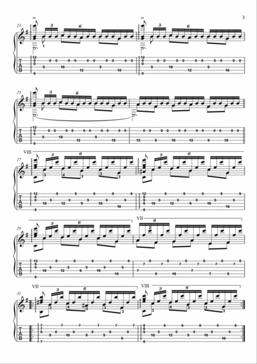 Asturias Leyenda by Albeniz guitar solo Acoustic Guitar scores gallery preview page 3