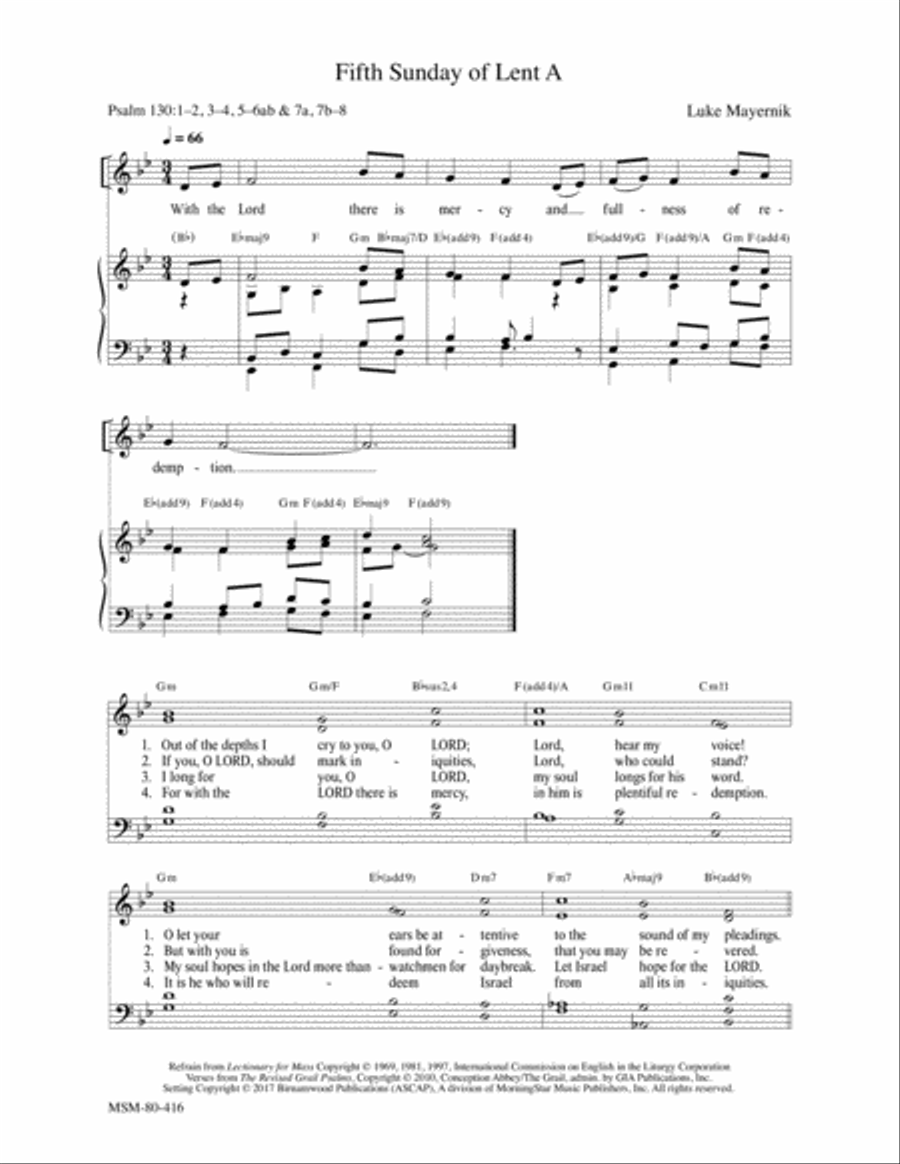 Fifth Sunday of Lent A 4-Part scores gallery preview page 1