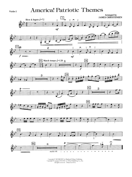 America! Patriotic Themes (as played at Disney World): 1st Violin