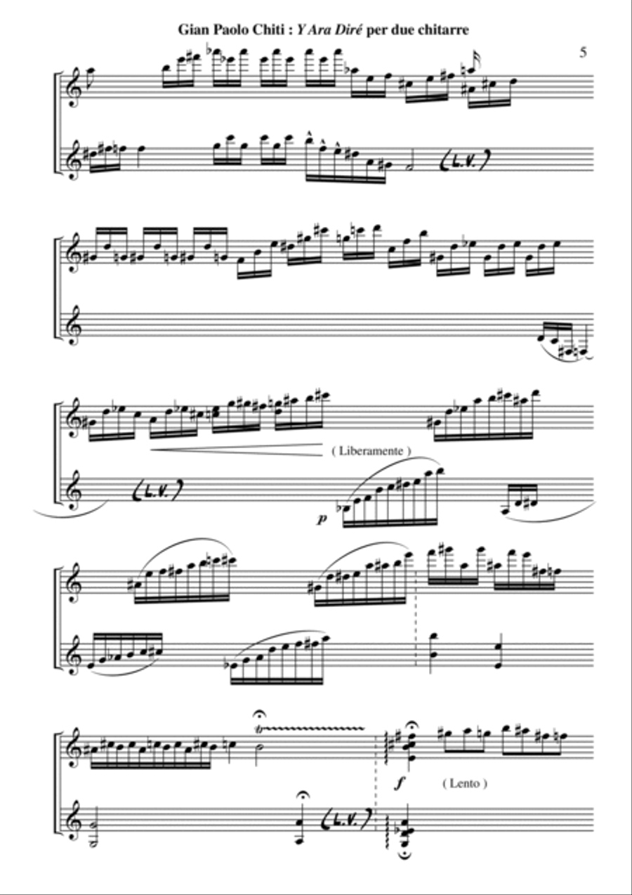 Gian Paolo Chiti: Y Ara Dirè for two guitars Classical Guitar scores gallery preview page 5