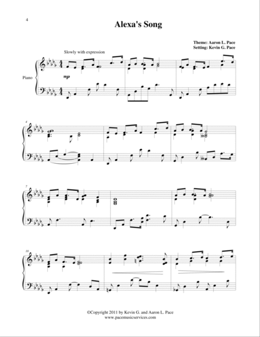 Alexa's Song - Piano Solo Piano Solo scores gallery preview page 2