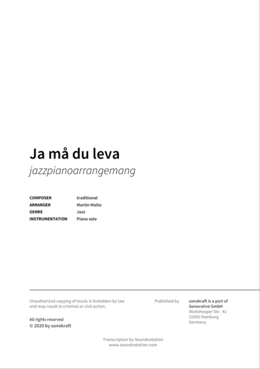 Ja ma du leva Ja ma du leva Piano scores gallery preview page 2