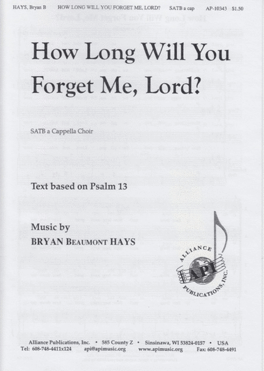 How Long Will You Forget Me, O Lord? - Ps. 13 - SATB choir, a cappella