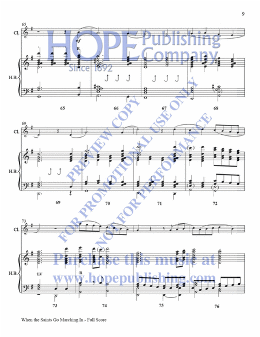 When the Saints Go Marching In Clarinet scores gallery preview page 10
