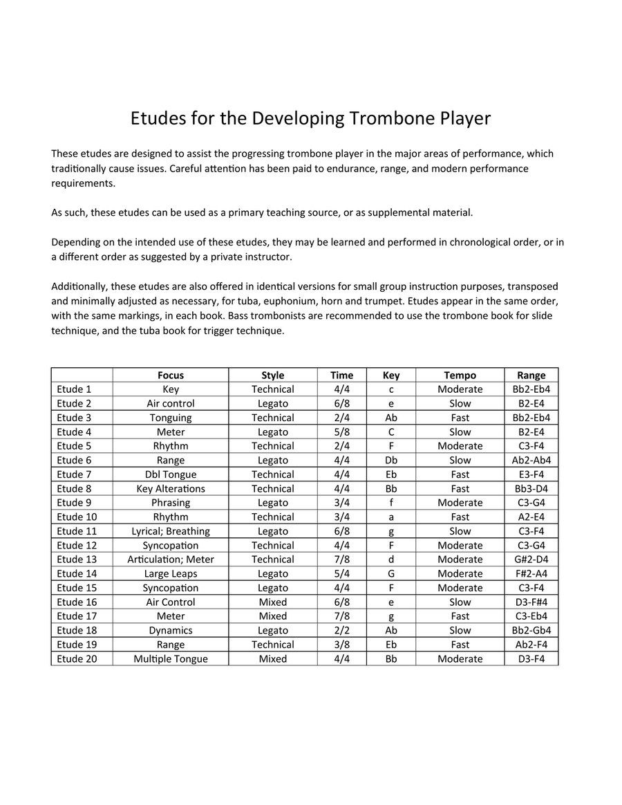 Etudes for the Developing Trombone Player Trombone Solo scores gallery preview page 2