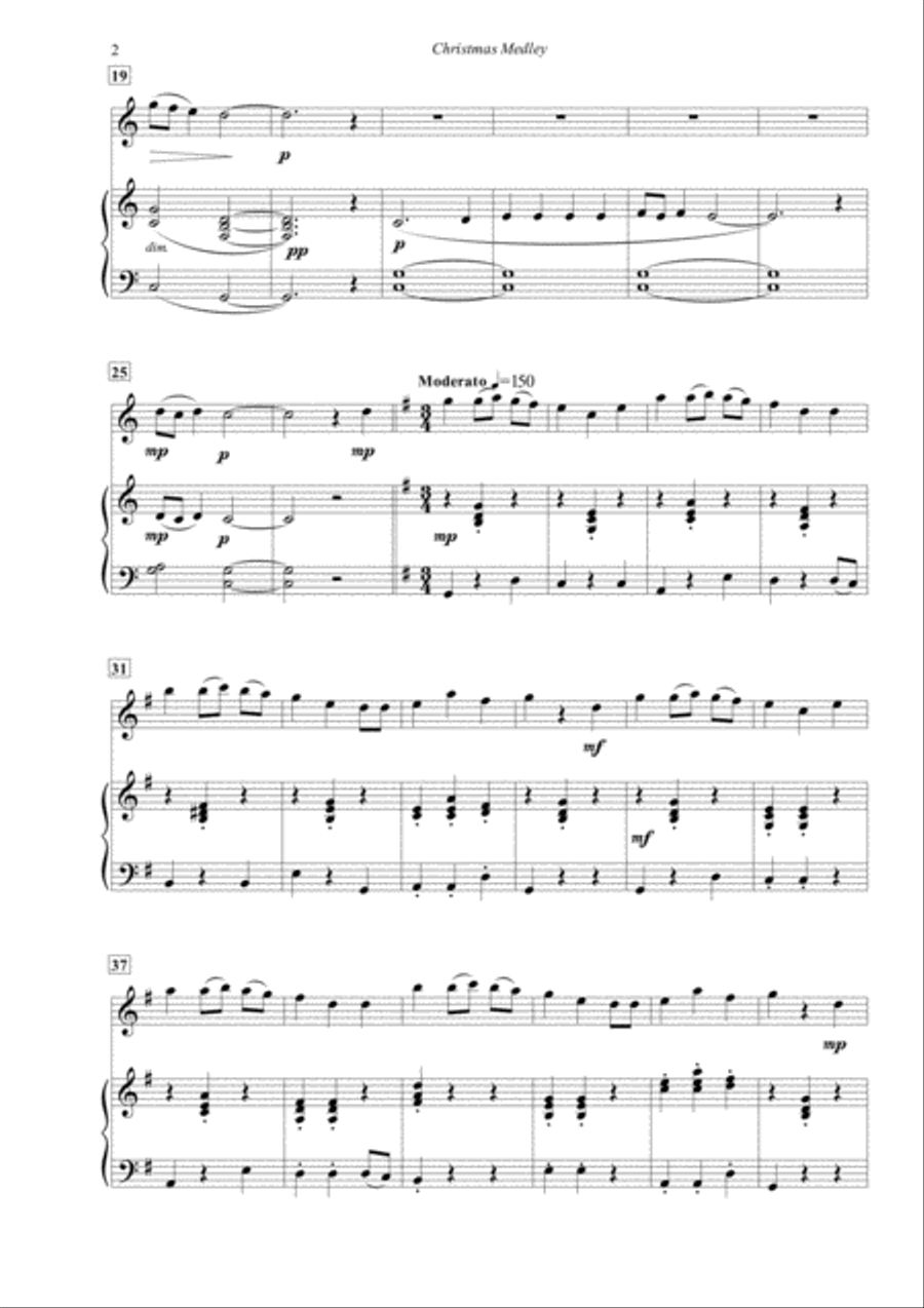 Christmas Medley for Flute and Piano Flute Solo scores gallery preview page 2
