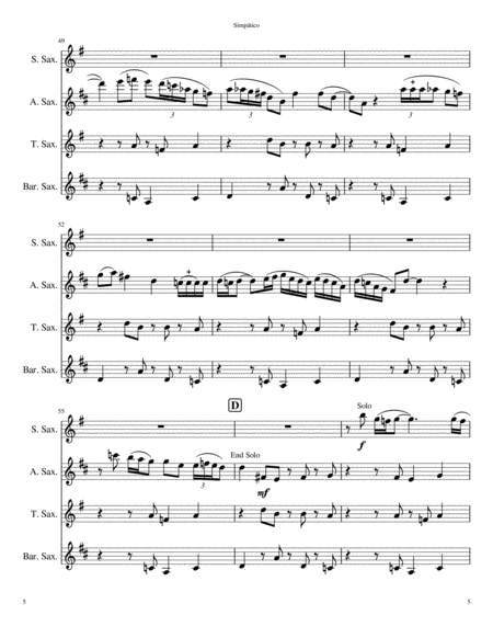Simpático (Saxophone Quartet) image number null