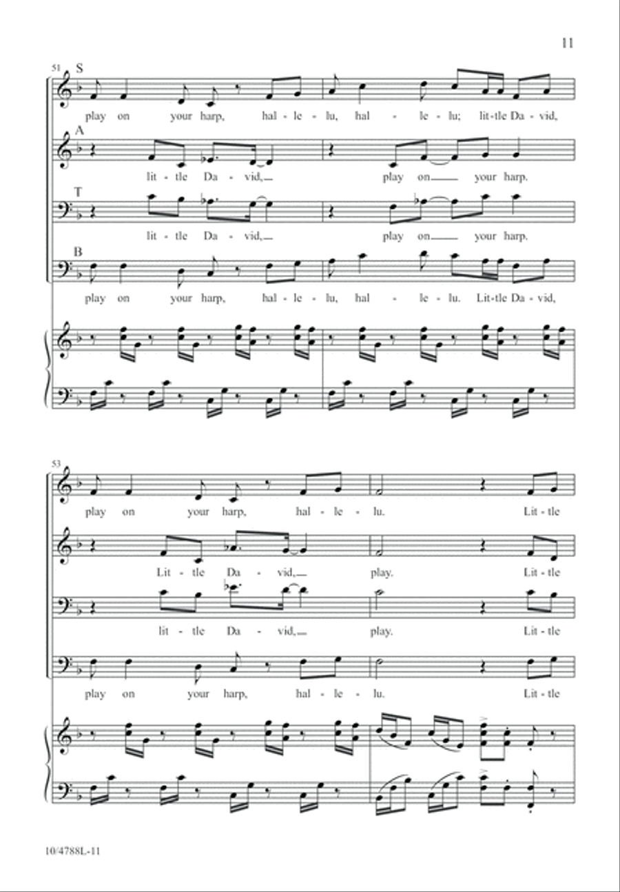 Little David, Play on Your Harp 4-Part scores gallery preview page 11