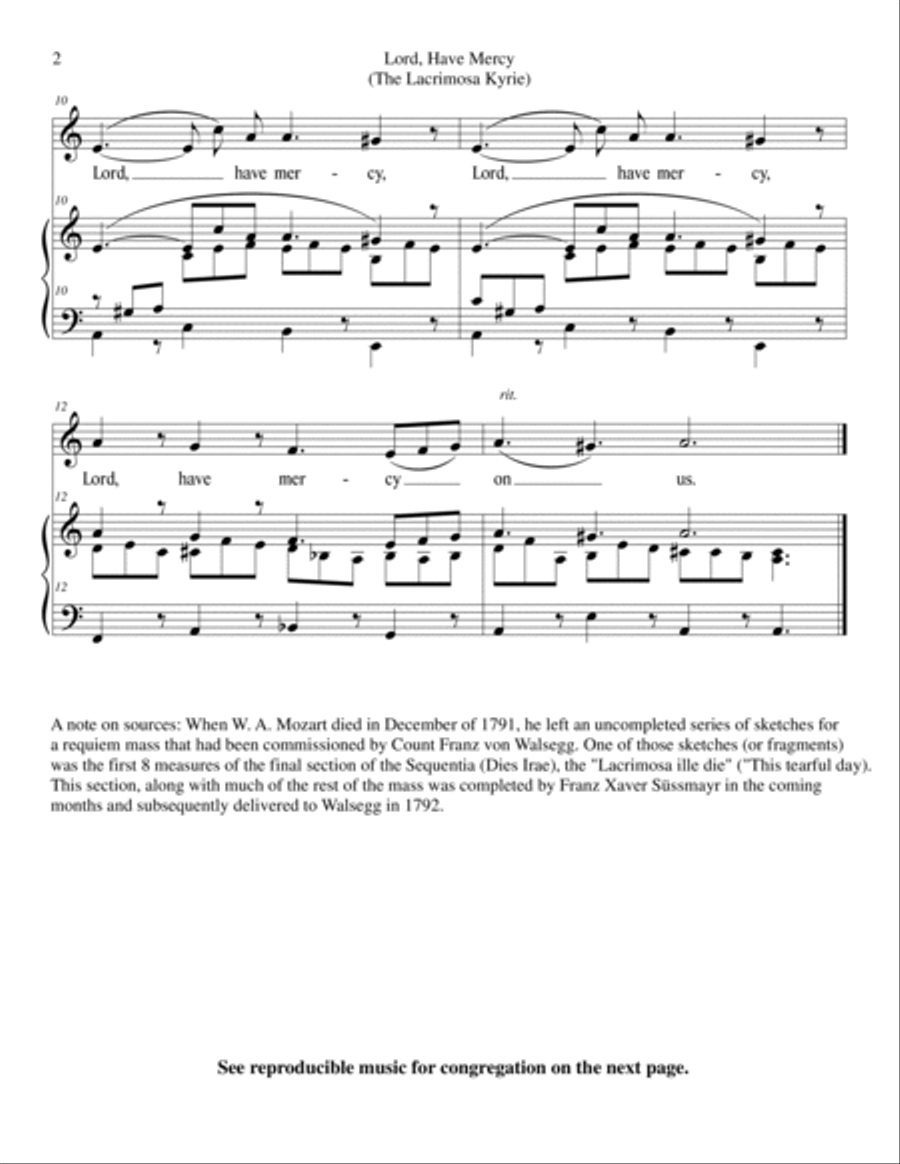 Lord, Have Mercy (The Lacrimosa Kyrie) Unison Choir scores gallery preview page 2
