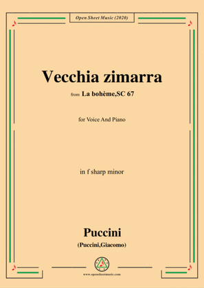 Book cover for Puccini-Vecchia zimarra,in f sharp minor,for Voice and Piano