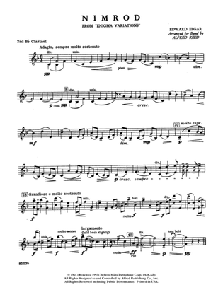 Nimrod (from Elgar's Variations): 2nd B-flat Clarinet