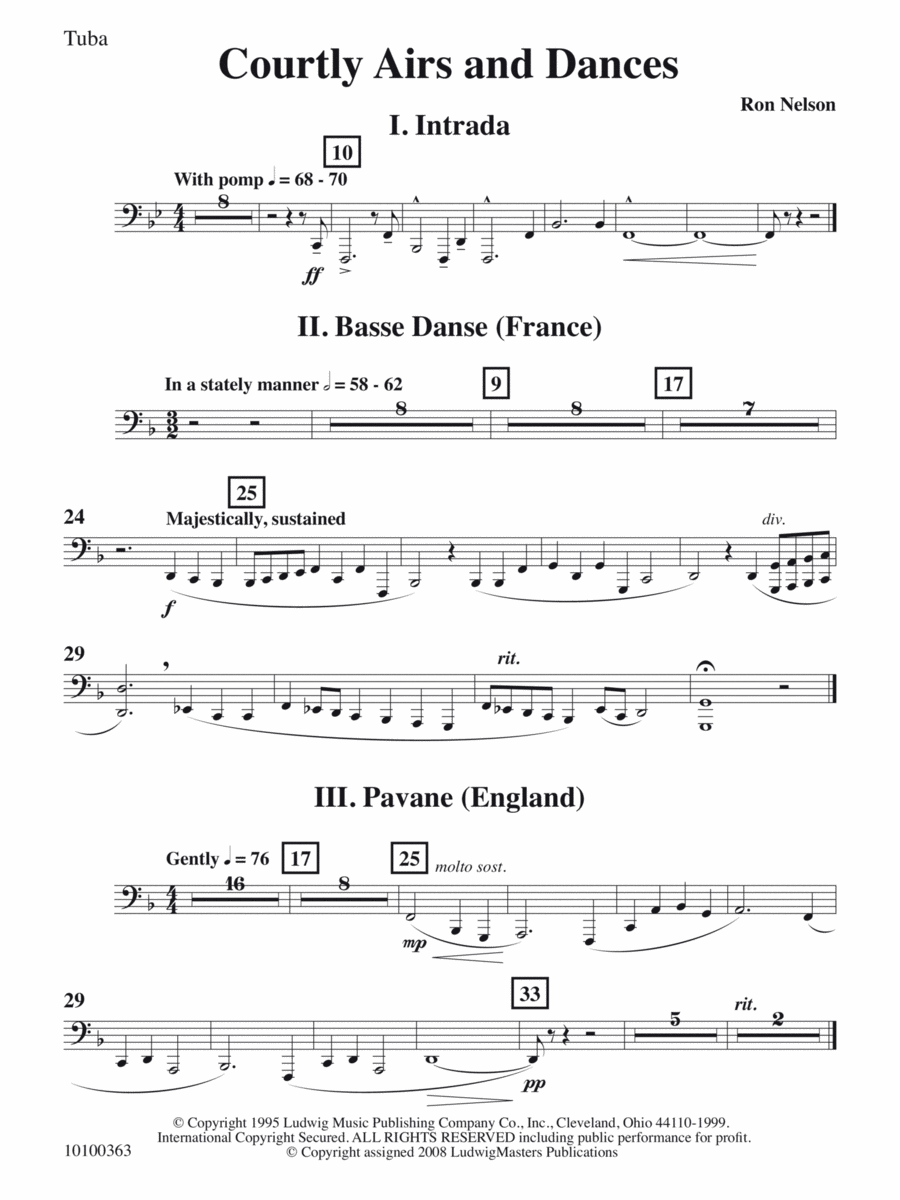 Courtly Airs and Dances - Tuba Concert Band scores gallery preview page 1
