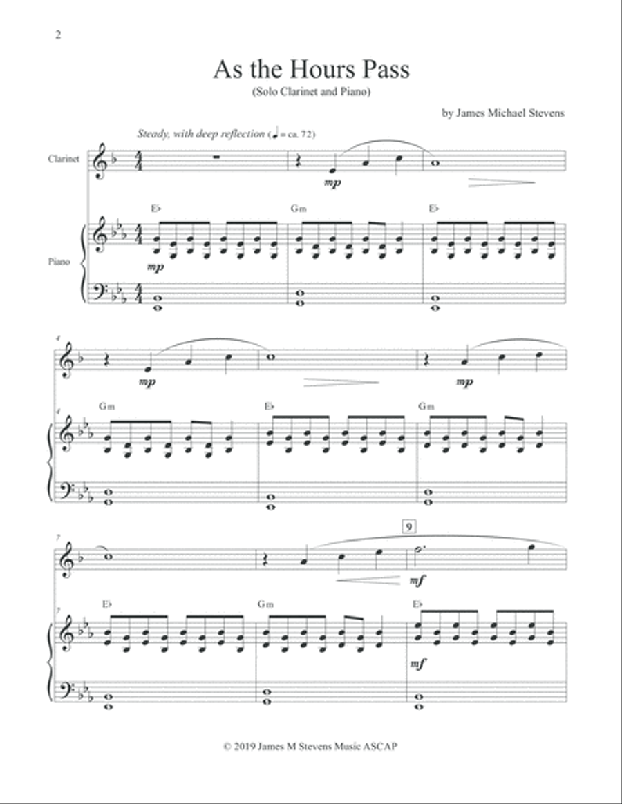 As the Hours Pass - Clarinet & Piano Clarinet Solo scores gallery preview page 2