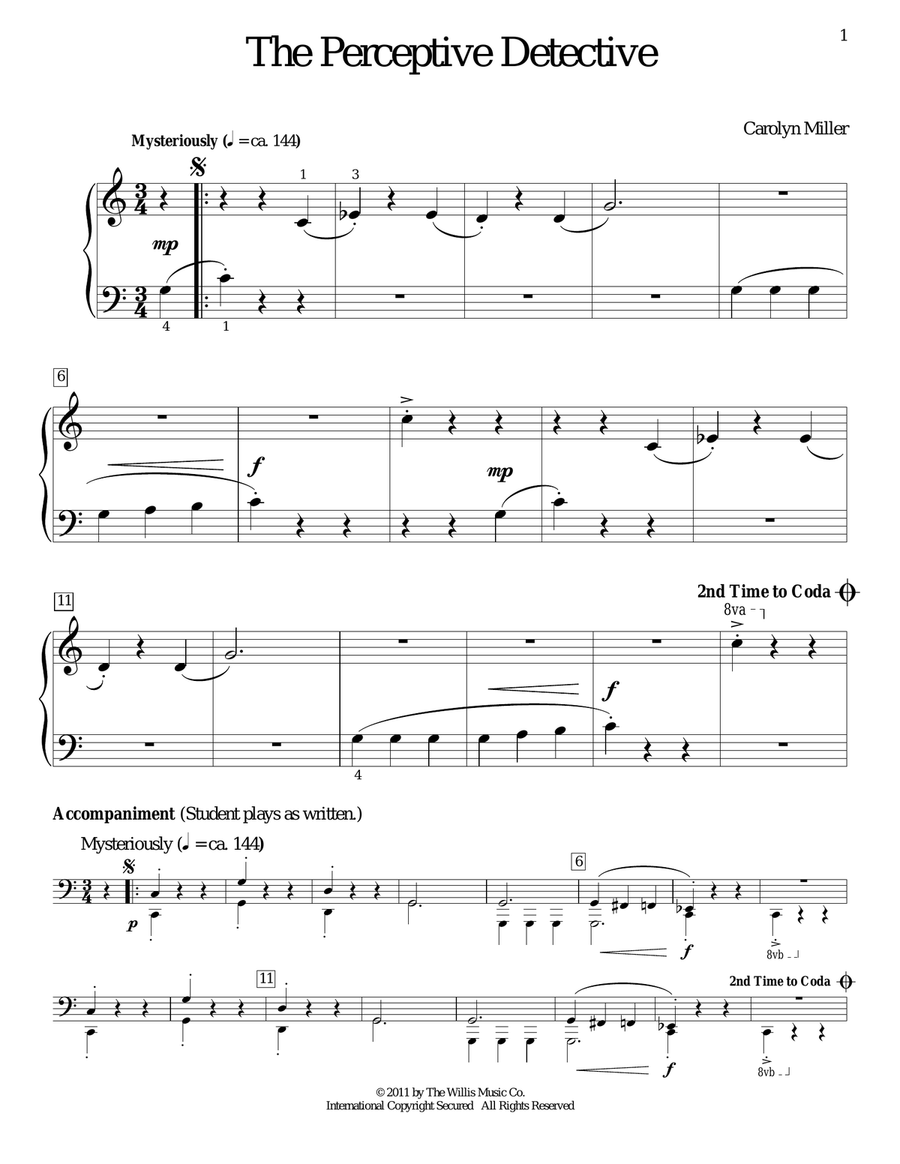 The Perceptive Detective The Perceptive Detective Piano Method scores gallery preview page 1