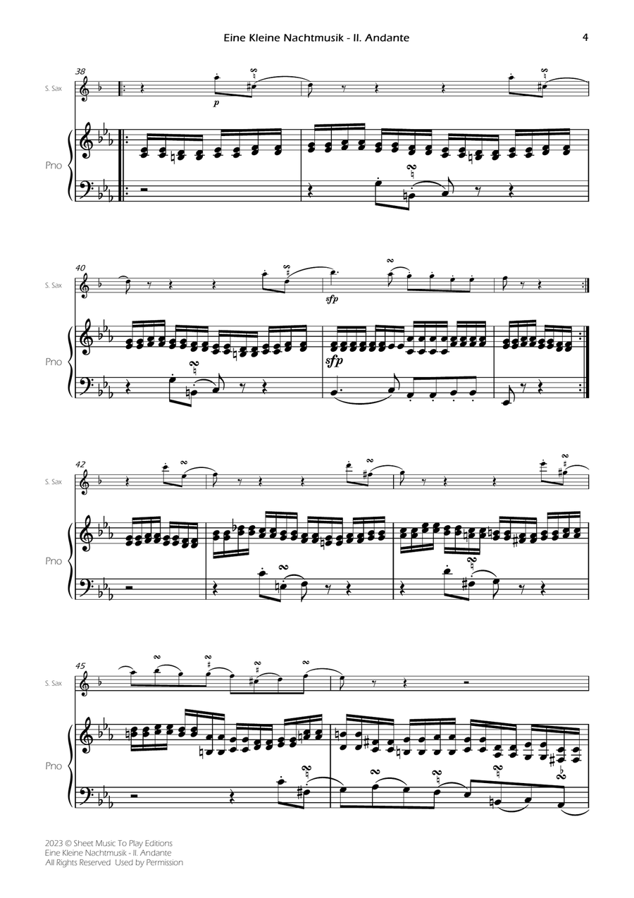 Eine Kleine Nachtmusik (2 mov.) - Soprano Sax and Piano (Full Score and Parts) image number null