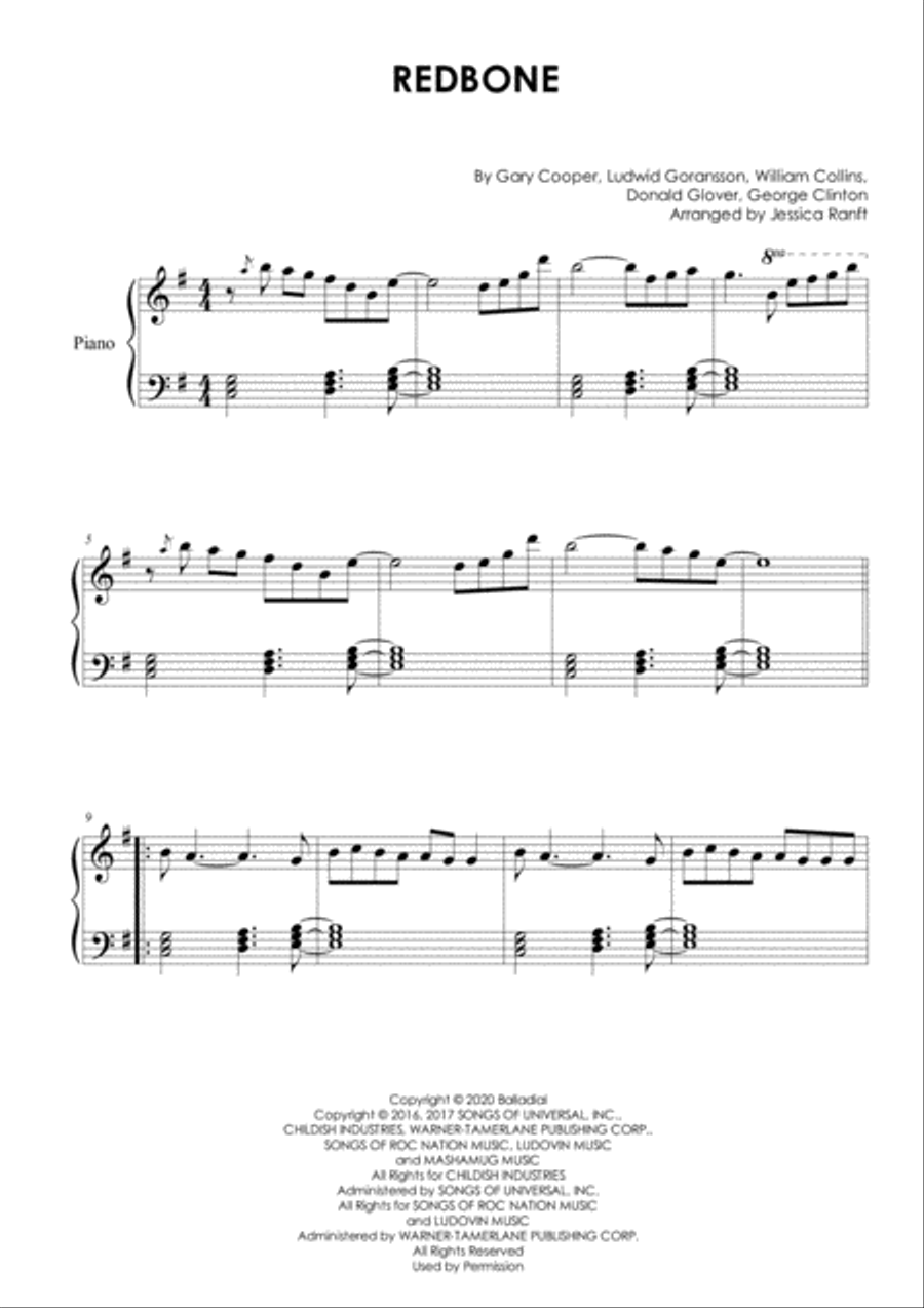Redbone Easy Piano scores gallery preview page 2