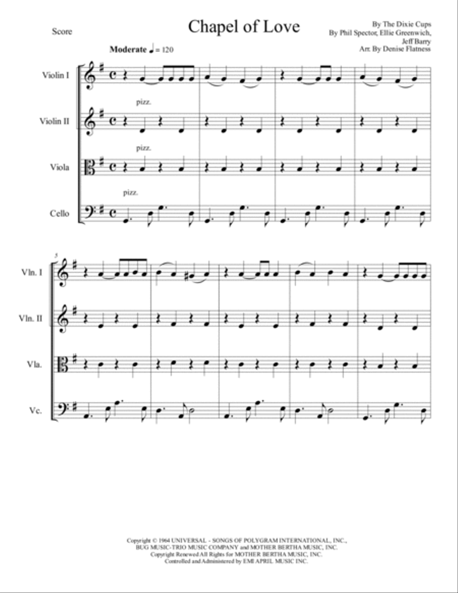 Chapel Of Love String Quartet scores gallery preview page 2