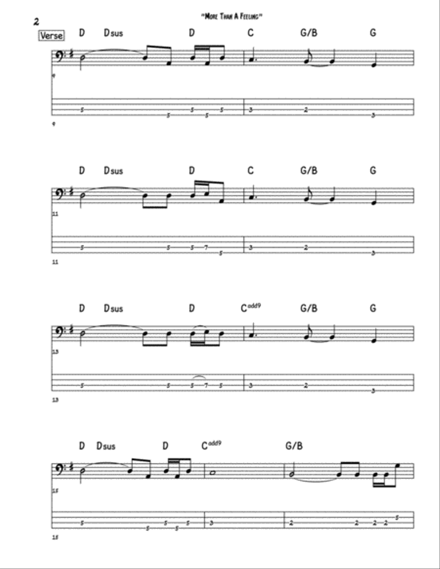 More Than A Feeling Bass Guitar scores gallery preview page 2
