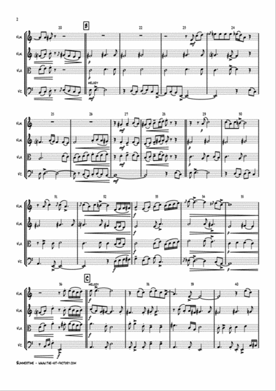 Summertime String Quartet scores gallery preview page 2